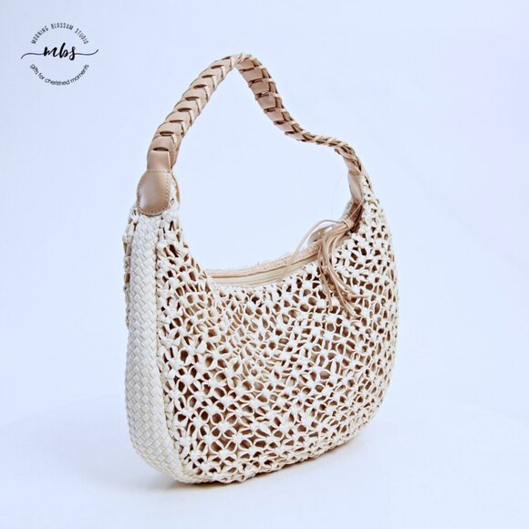 NWT Talbots Straw Shoulder Bag Beige - Picture 9 of 14